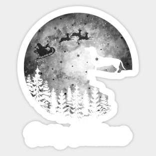 Cool Christmas Dachshund Santa Sleigh Wiener Puppy Dog Lover Xmas Night Sticker